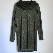 Cabi Green Solace Dress Sz S Cowl Neck Cinch Back Sweater Soft Lightweight EUC