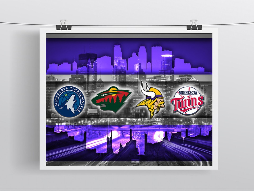 Minnesota Sports Poster, Minnesota Vikings Twins Wild Print Free