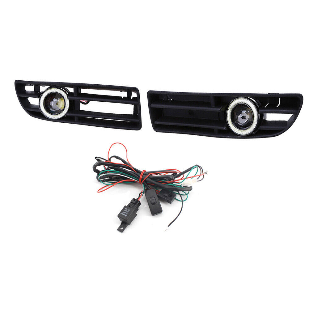 Car FOG Light Lamp Clear White Angel Eyes COB LED 12V Fits for VW BORA MK4 99-04