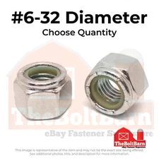 #6-32 316 Stainless Steel Nylon Insert Lock Nuts (Pick Quantity)
