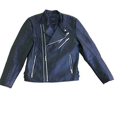 【ZARA】vintage leather biker jacket New Zara 100% Leather Biker Jacket 5388/406 Black M motorcycle