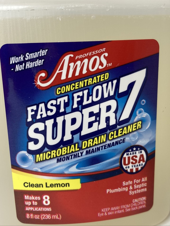 Professor Amos' Fast Flow Super 7 Microbial Natural Drain Cleaner 8 oz