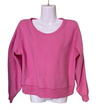 J Crew Womens Sweatshirt Medium Pink Fleece Pullover Long Sleeve Crew Neck