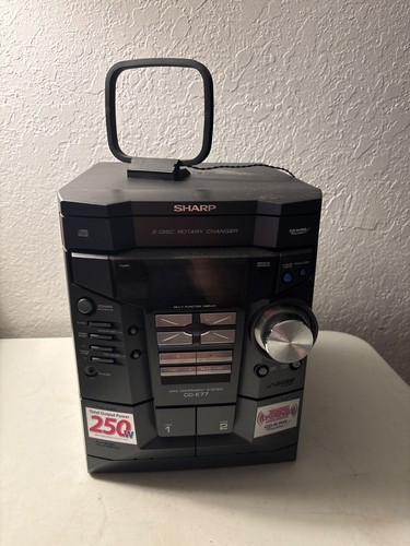 SHARP CD-E77 BLACK 3 DISC ROTARY CHANGER STEREO MINI COMPONENT SYSTEM TESTED