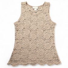 VTG Victoria  s Secret Gold Label Metallic Lace Tank Cami Lingerie Y2K Sheer L