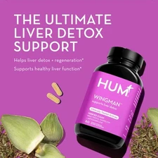 HUM NUTRITION WING MAN LIVER DETOX SUPPORT 60 VEGAN CAPSULES  NEW Exp 06/24