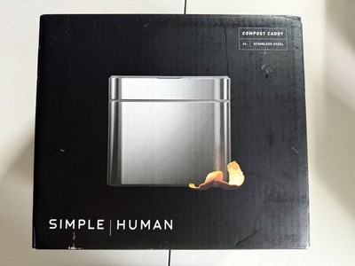 Simplehuman 4L  Stainless Steel  Compost Caddy Kitchen Countertop Bin NEW