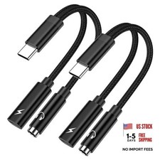 USB C to 3.5mm Headphone and Charger Adapter for Samsung Galaxy A17 A56 black