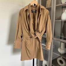 Jacquemus Le Papier Agui Mini Dress La Robe Bahia Agui Brown Mini Tan Size 36 4
