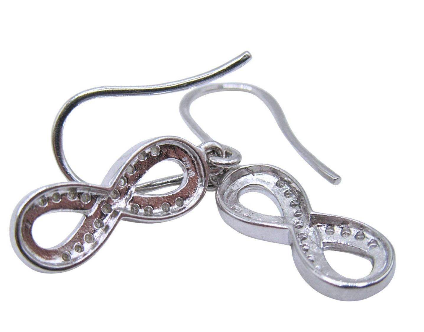 Sterling Silver Infinity Diamond Dangle Vintage H… - image 5