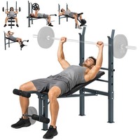 HOMCOM Adjustable Multi Gym Weight Bench Barbell Stand Chest Leg Abs Training
