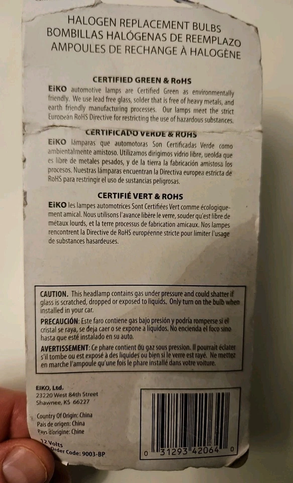 EiKO 9003-BP HB2 60/55W Halogen Headlight Bulb – Cold White - Image 2 of 4