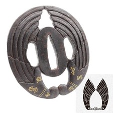 Tsuba Feather duster openwork Japanese Antique Sword Fitting Samurai Katana