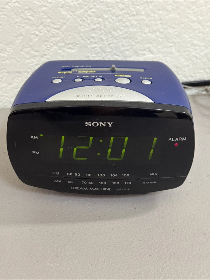Rádio despertador Sony Dream Machine ICF-C111 azul metálico AM/FM tela grande - Imagem 2 de 4