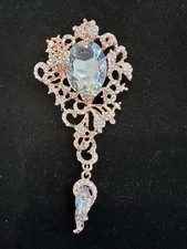 Rose Gold Sparkly Fashion Brooch Vintage Style Clear Crystals Bridal Bouquet Pin