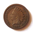Antique 1863 USA Indian Head Cent Penny, Small Letters