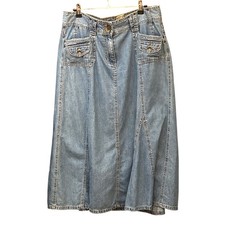 Vintage Faded Glory Denim Maxi Skirt Western Boho Prairie Long Jean Skirt 10