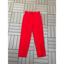 1960 Bright red high waisted pants front pleats braided waist