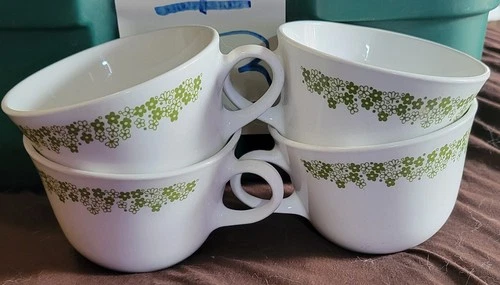 Vintage Corelle Livingware Crazy Daisy Spring Blossom Coffee Tea Cup set of 4