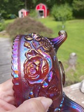 VTG Imperial Glass Marigold Carnival Iridescent Luster Rose 3 Footed Bowl