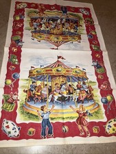 Vintage Merry Go Round Circus Linen Tea Towel...