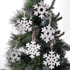 12Pcs Wooden Snowflake Ornaments for Christmas Tree, Rustic Snowflake Decorat...