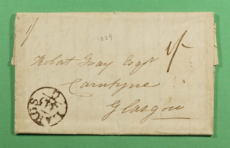 DR WHO 1829 GB STAMPLESS F/L LARGS SCOTLAND TO GLASGOW R85440