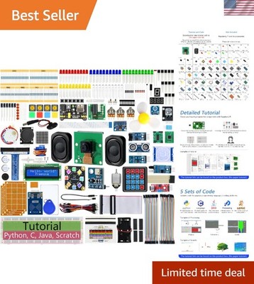 Comprehensive Raspberry Pi Starter Kit with 1170-Page Tutorial & 386 Components