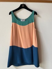USED CHANEL SLEEVELESS TUNIC WITH COLOR BLOCK COCO MARK AND PEARL BUTTONS ACCE