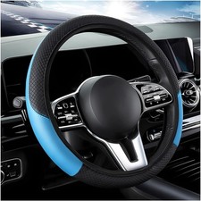 Car Steering Wheel Cover, 15 Inch Carbon Fiber Leather Stitching