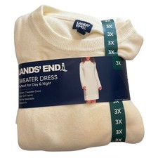 Lands End Womens Sweater Dress 3X 22W-24W Vanilla Ice Cream Relaxed Fit New