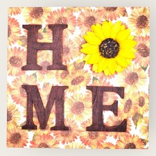 Sunflower Wooden Home Decor Sign - 6x6 Inches