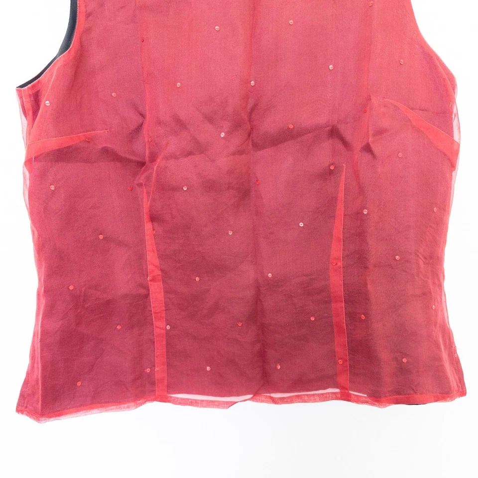 Top de seda Emma James años 90 para mujer talla 12 rojo con cuentas bordado bruja caprichosa Foto 3 de 4