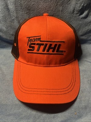 NOS VINTAGE Team STIHL Hat Script Logo Saw Apparel Outdoors Strap Back Brand New