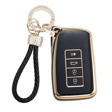 Key Fob Cover Keychain Kit Compatible with Lexus RX is ES GS A-black With Cord