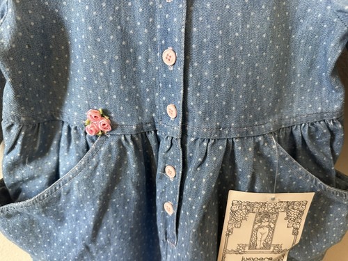 Demin Jumpsuit Girls sz 5 Vintage Polka Dot Jumpers by Penny Baldinginger USA - Picture 3 of 9