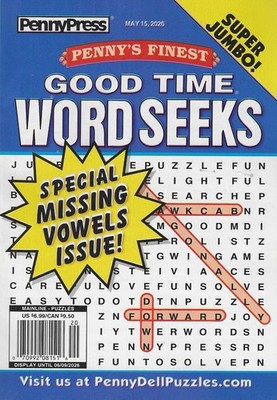 Penny Press  Penny's Finest  Good Time Word Seek Digest Size  May 2026