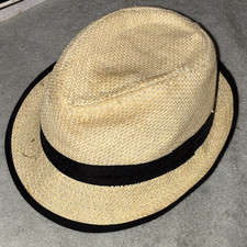 Men's Beige Fedora Hat with Black Band Lightweight Classic Summer Style