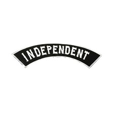 Large 12" INDEPENDENT Embroidered Rocker Patch - Black & White Biker Top Rocker