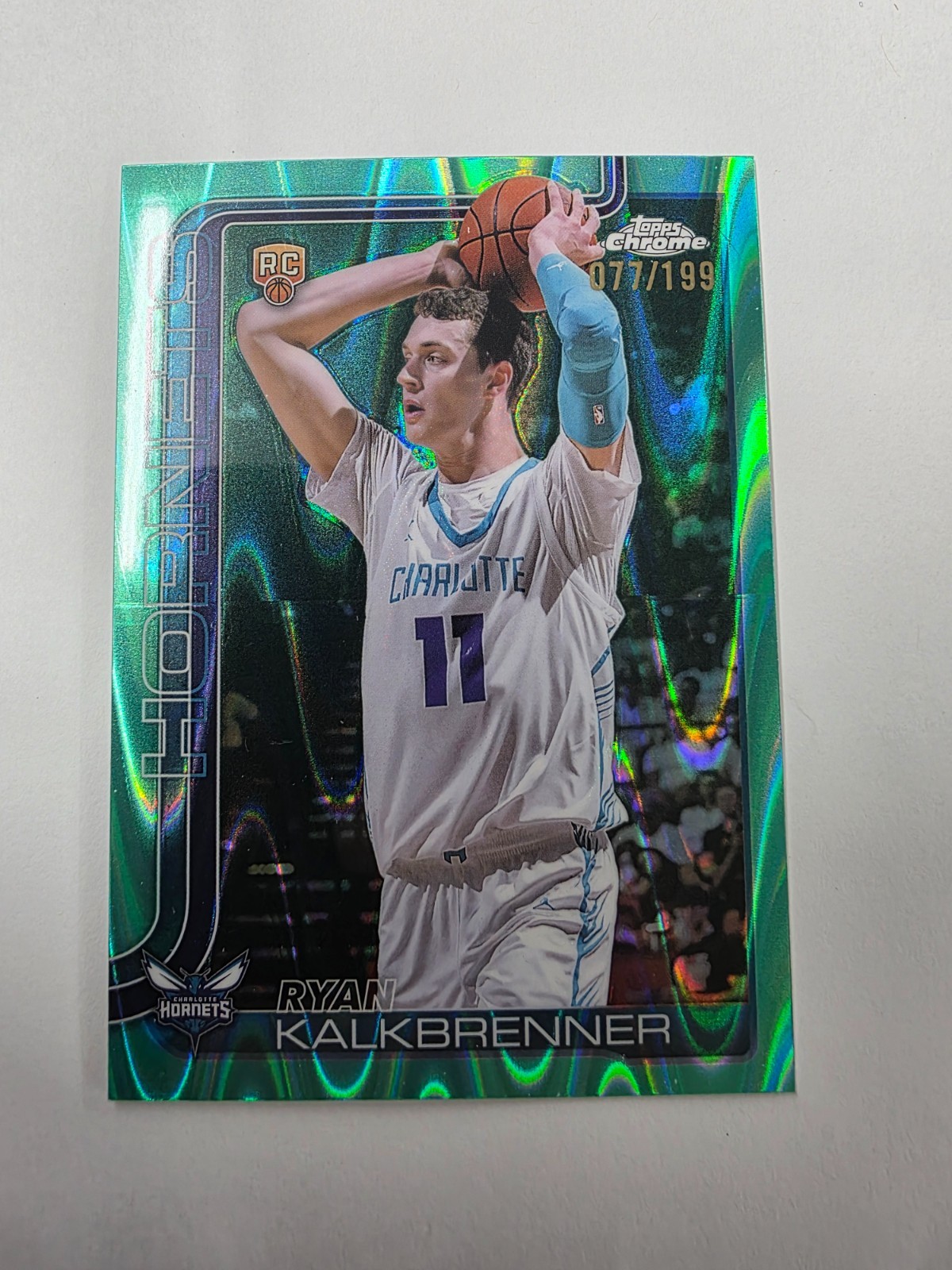 2025 Topps Chrome Ryan Kalkbrenner #284 Aqua Raywave /199 RC