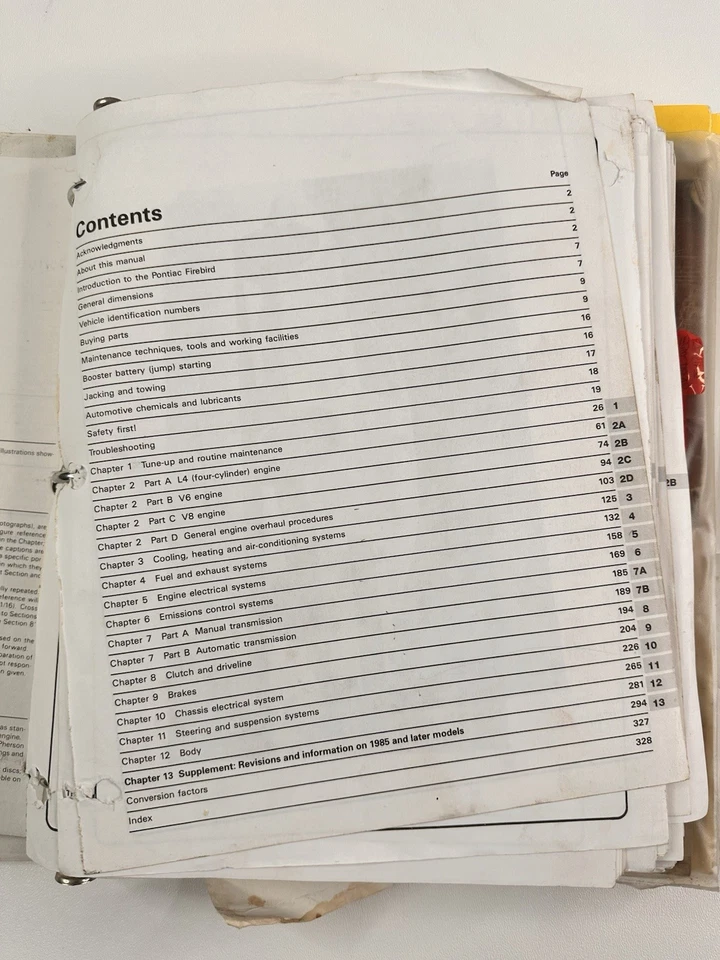 Firebird 1986 manual del propietario con carpeta manual de reparación automática Pontiac Firebird 82-91 Foto 2 de 4