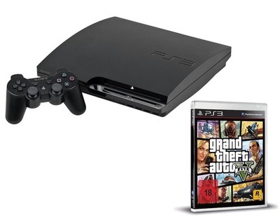 Sony PS3 Slim Konsole inkl. Controller | 160GB | inkl. GTA V 5 | Schwarz | GUT