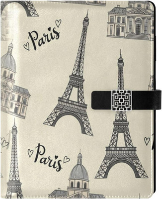 Paris Eiffel Tower Hearts A5 Binder 6 Ring Refillable PU Leather Notebook Journa