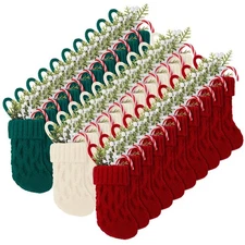 30 Pack Mini Christmas Stockings 5" Knitted Xmas Tree Ornaments Holiday Decor