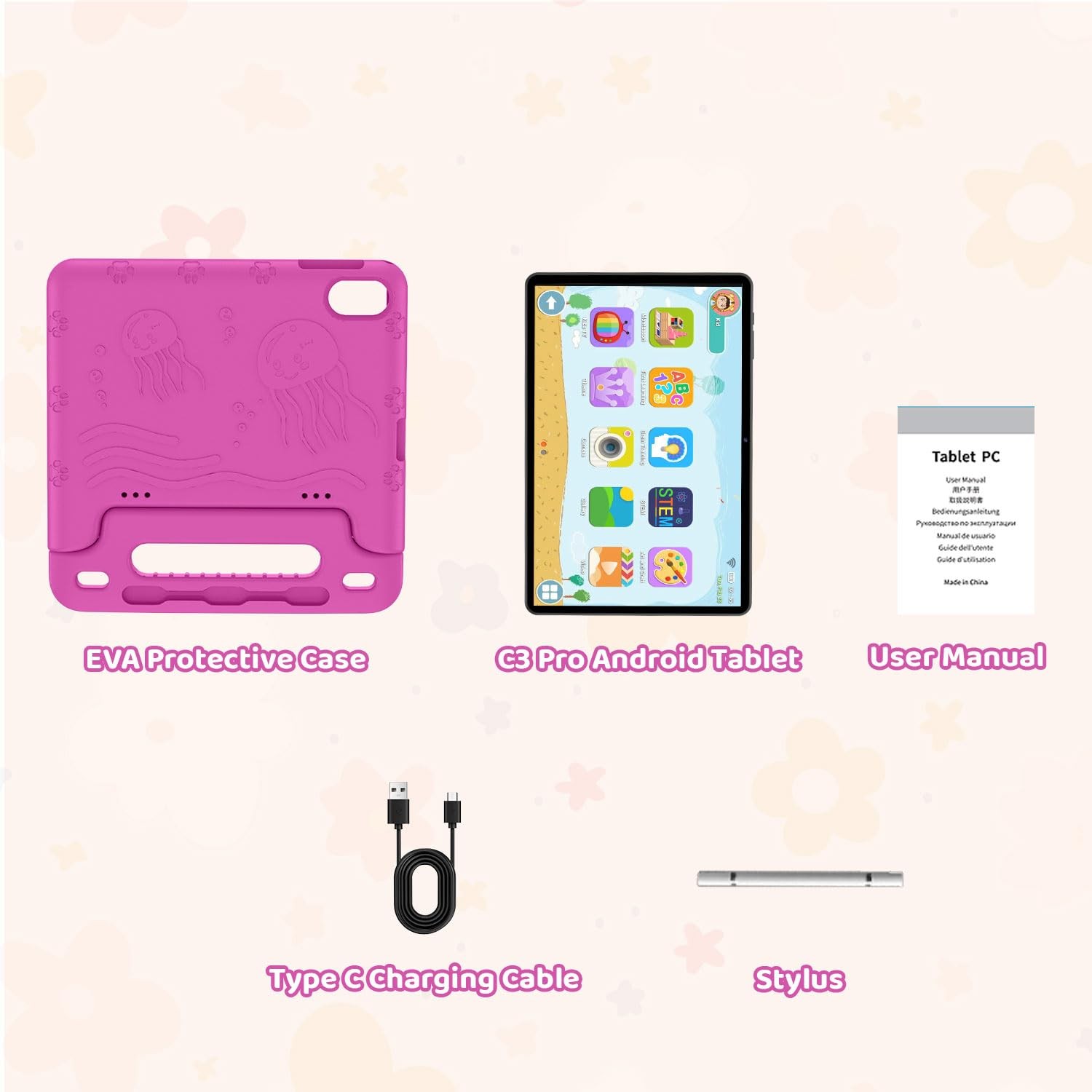 Android 15 Kids Tablet, 2025 Upgraded 10.1 Inch Tablets with Octa-core Proces...