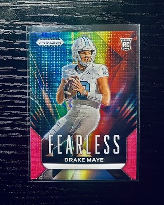 2024 Prizm Draft Picks Drake Maye Fearless Pink Pulsar /15 Rookie Card JERSEY # 