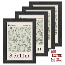 Picture Frame - HD Tempered Glass, Elegant Wood Grain Photo 8.5x11 Black 4 Pack