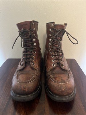 Vintage Red Wing 4440 Moc Toe Boots Brown Steel Toe Men's Sz 7 D USA Made