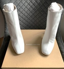 Karen Millen White Ankle Boots Size 5 UK Premium Leather New with Box & dust bag