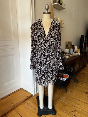 Bash Minikleid mit Blumenmuster und langen Ärmeln, Größe 38, neu und ungetragen
